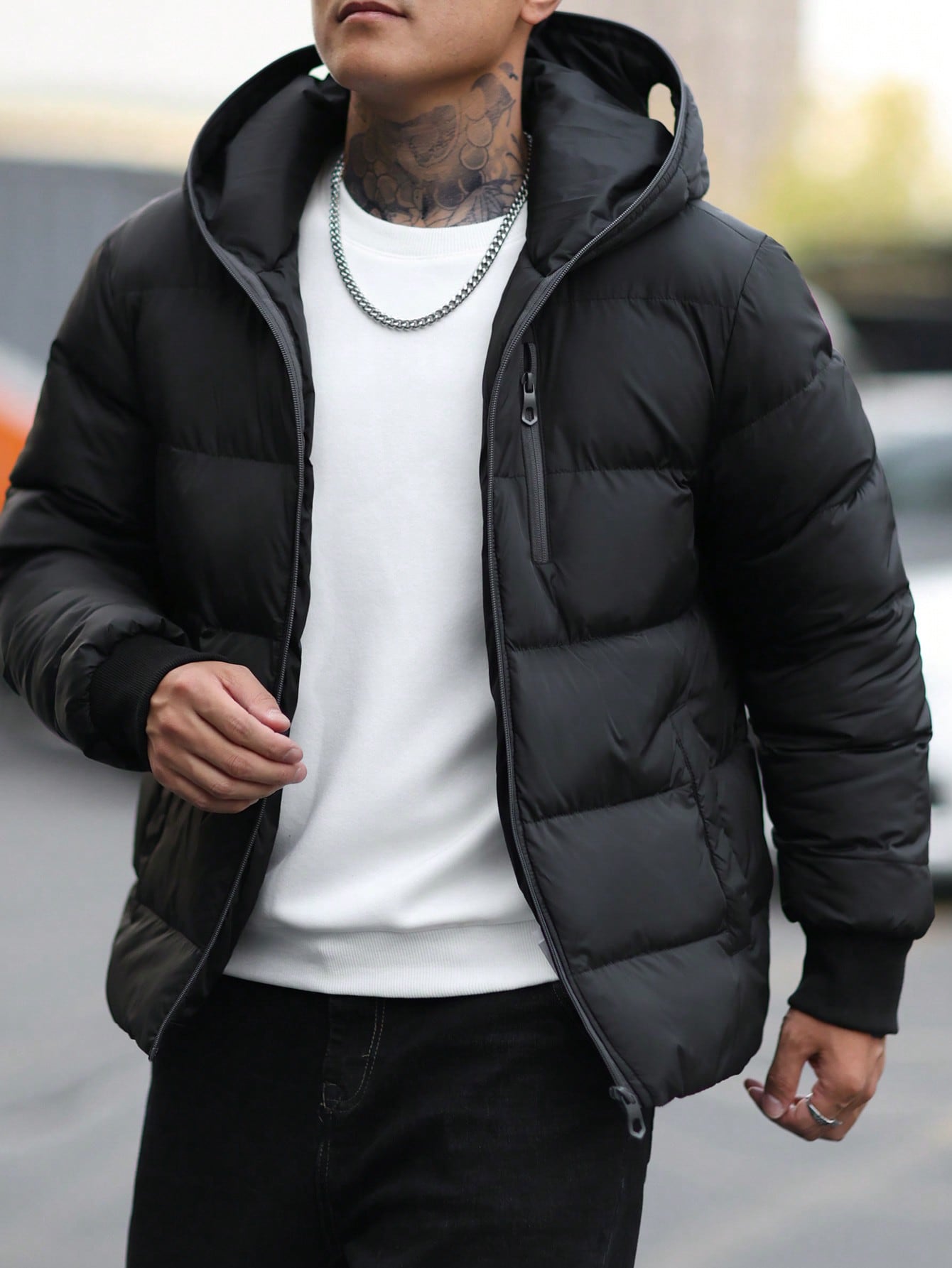 Men Black Oversized Winter Coats Jacket
