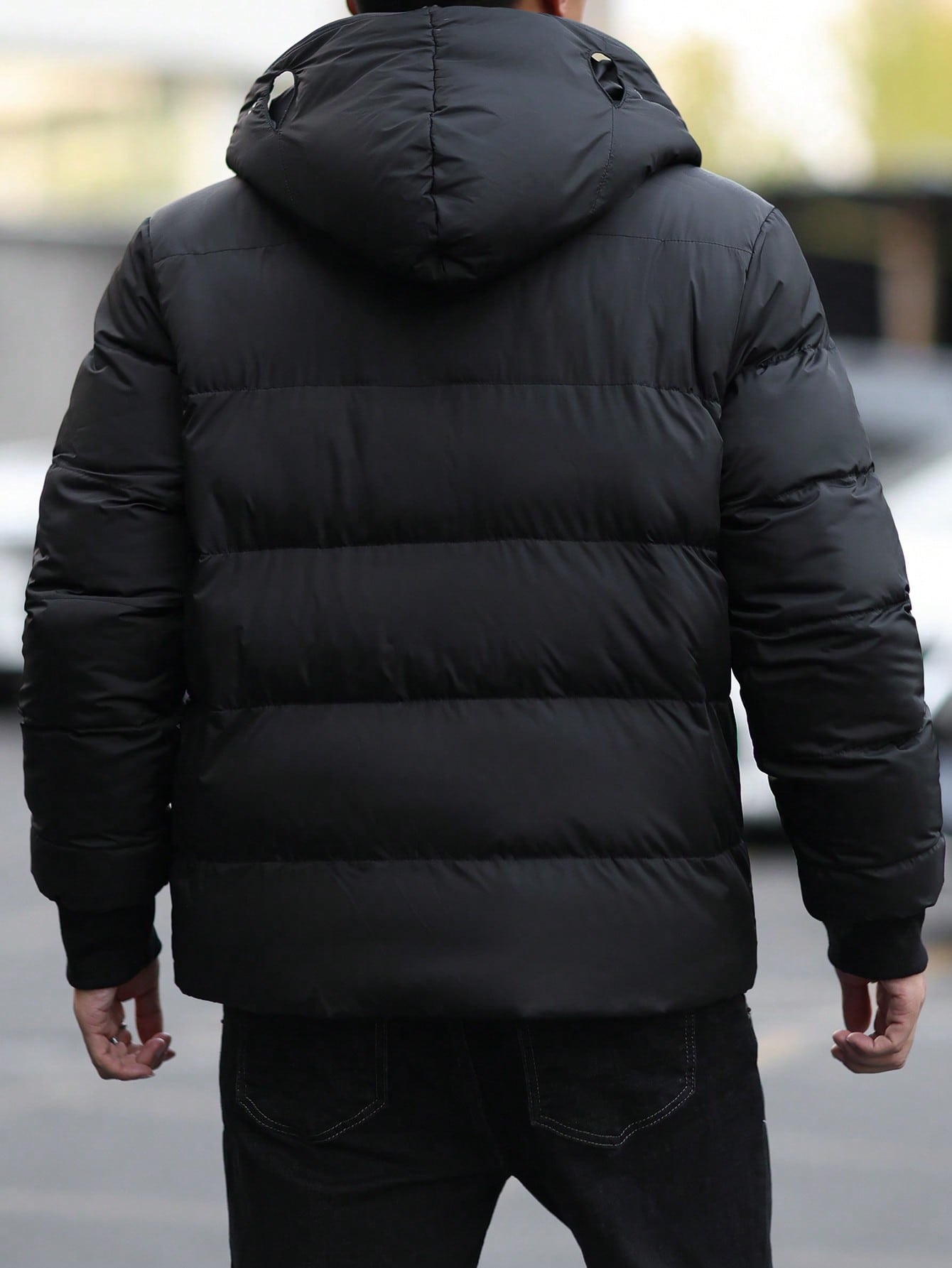 Men Black Oversized Winter Coats Jacket