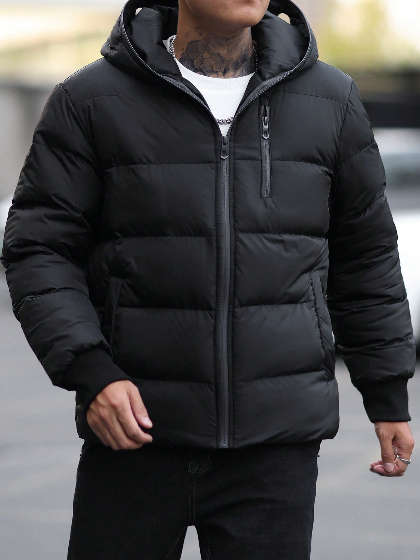 Men Black Oversized Winter Coats Jacket