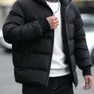 Men Black Oversized Winter Coats Jacket