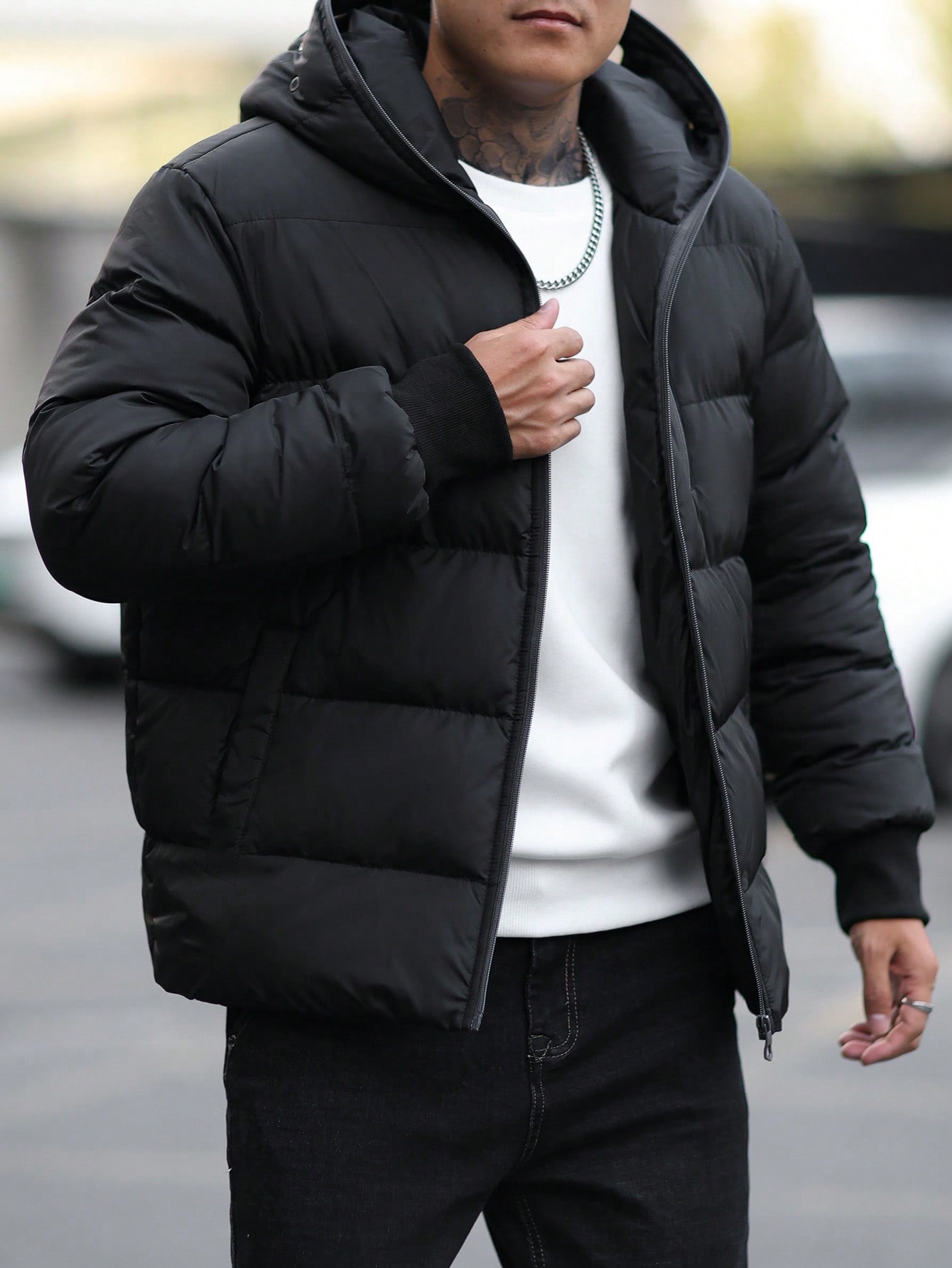 Men Black Oversized Winter Coats Jacket