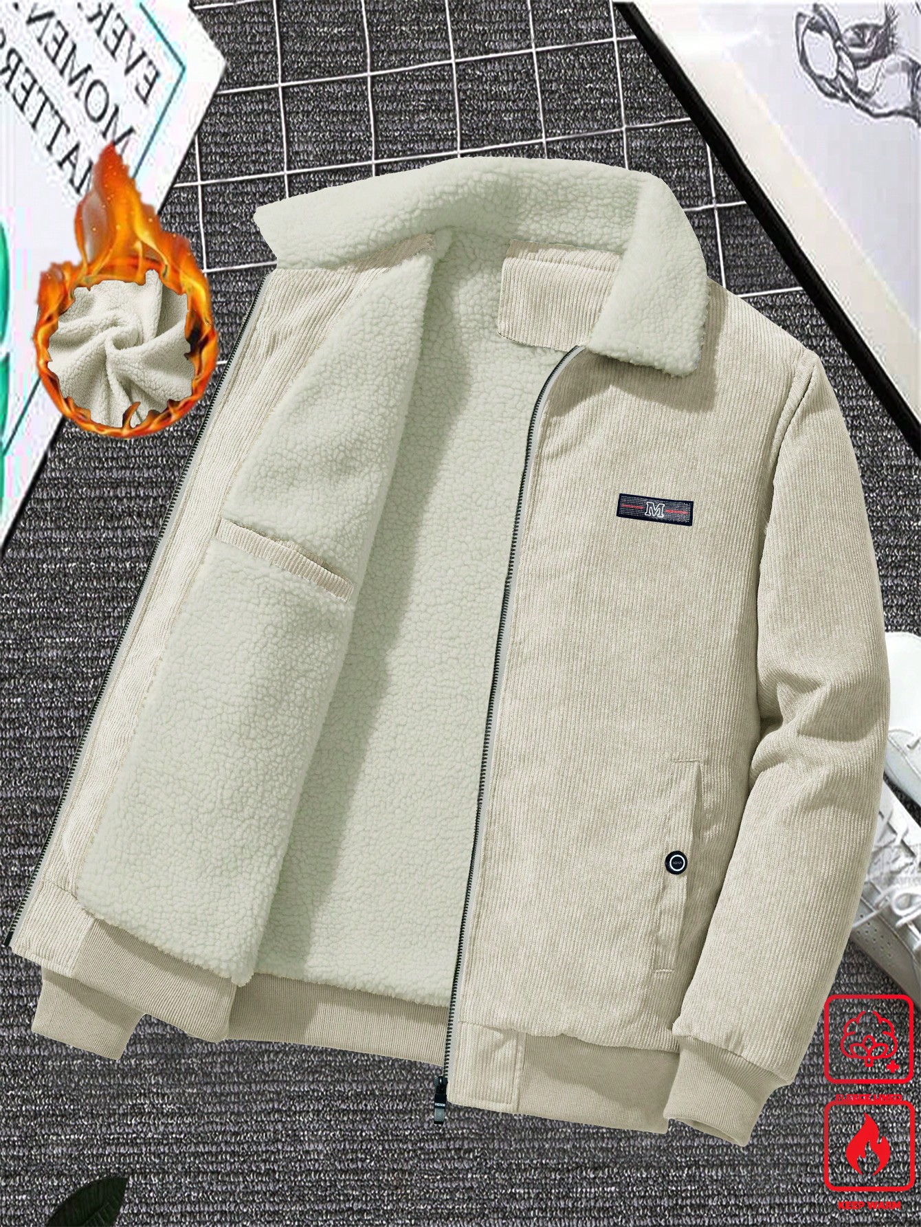 Men Warm Corduroy Winter Jacket