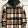 Manfinity Homme Men Loose Fit Plaid Print Hooded Drawstring Shirt main 1