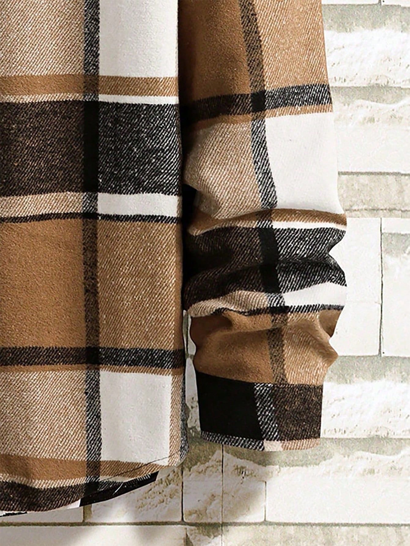 Men Yellow Plaid Hooded Shirt Men Yellow Plaid Hooded Shirt