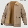 Men Khaki Winter Zip Up Fleece Jacket