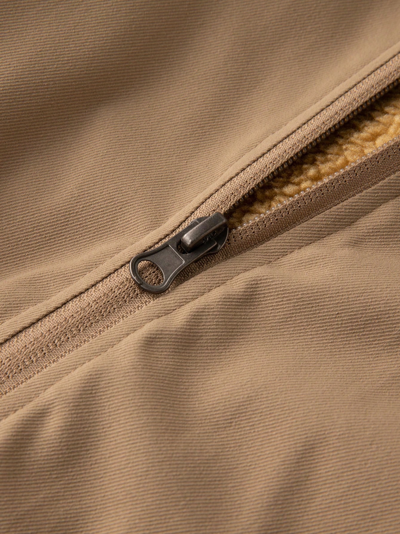 Men Khaki Winter Zip Up Fleece Jacket