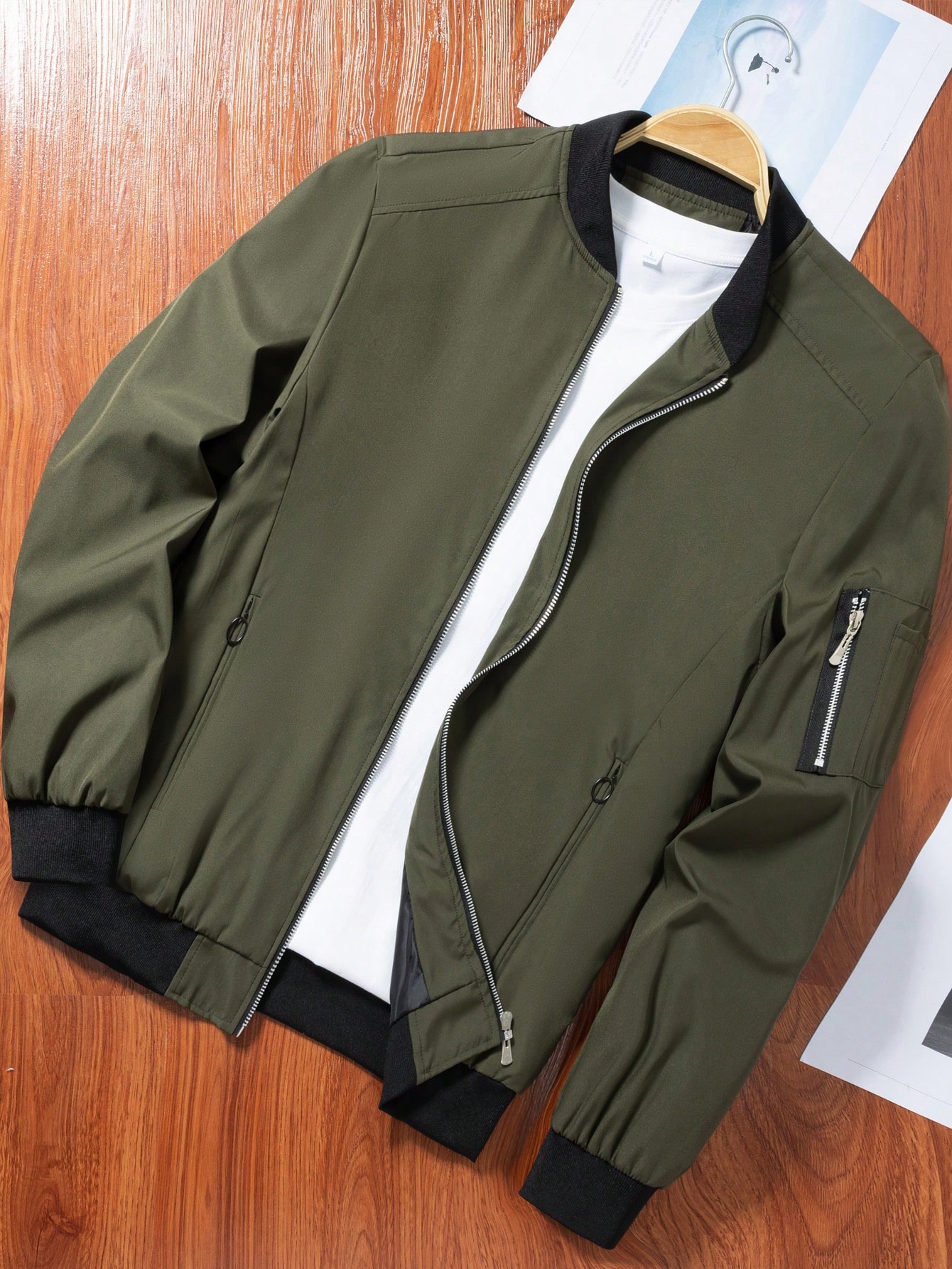 Men Lightweight Zip Up Bomber Jacket