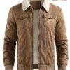 Men Khaki Winter Zip Up Fleece Jacket