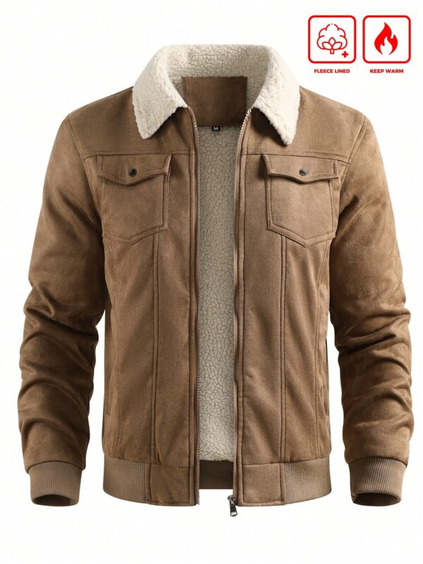 Men Faux Shearling Lined Winter Jacket