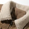Manfinity Homme Mens Faux Shearling Lined Jacket Warm Collar Coat Going Out Black Long Sleeve Jacket For Friends Husband Boyfriend Gifts main 2