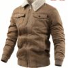 Manfinity Homme Mens Faux Shearling Lined Jacket Warm Collar Coat Going Out Black Long Sleeve Jacket For Friends Husband Boyfriend Gifts main 6