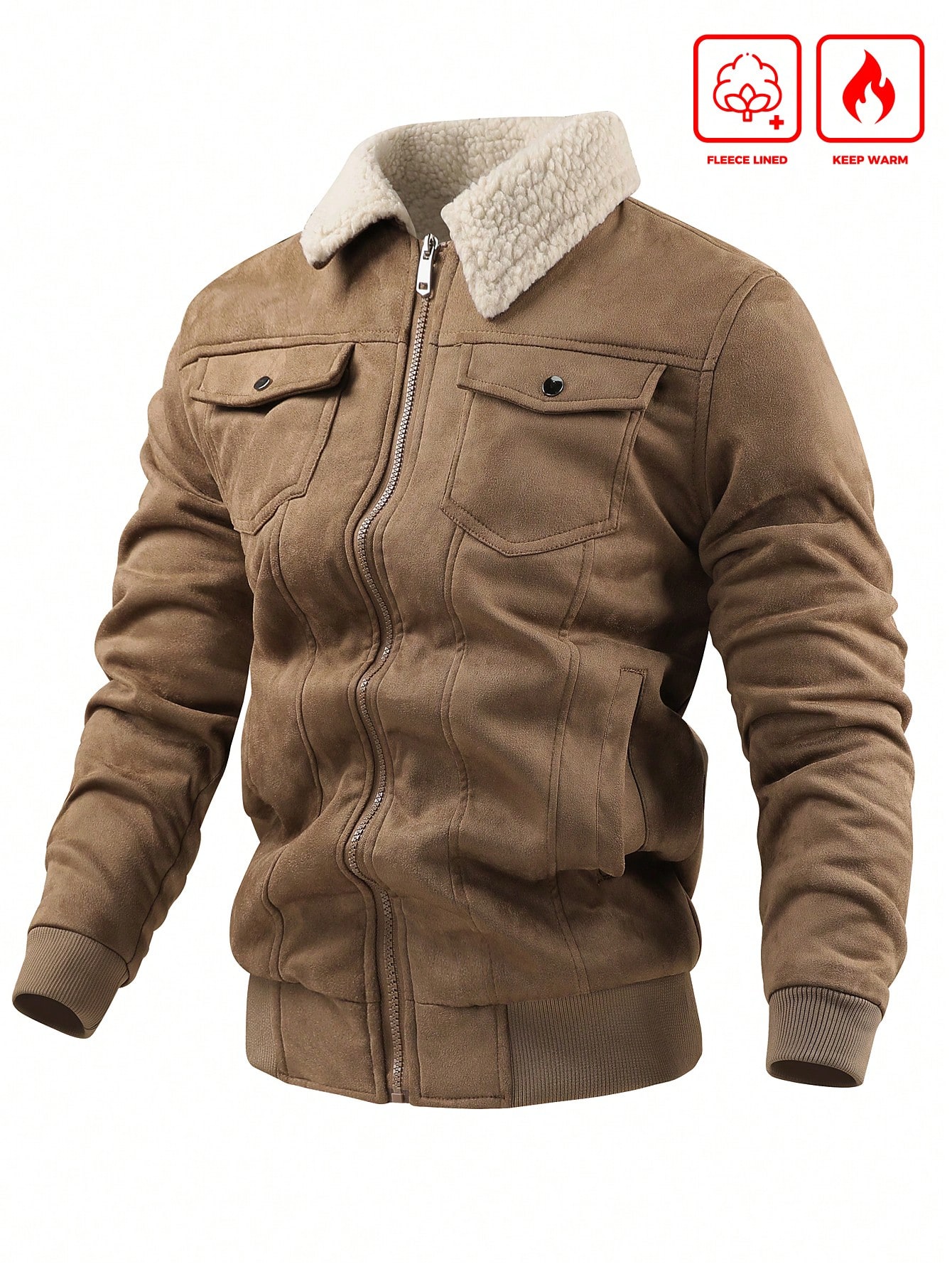 Men Faux Shearling Lined Winter Jacket Men Faux Shearling Lined Winter Jacket