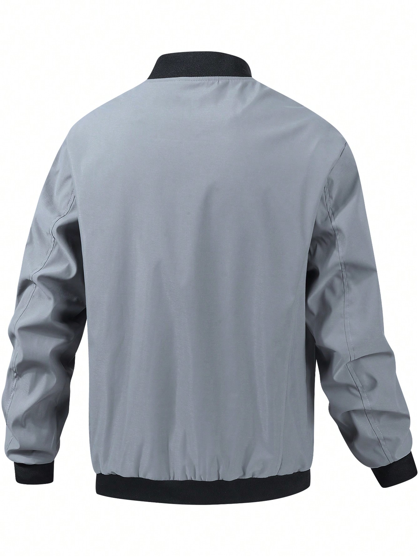 Men Zipper Long Sleeve Pocket Bomber Jacket