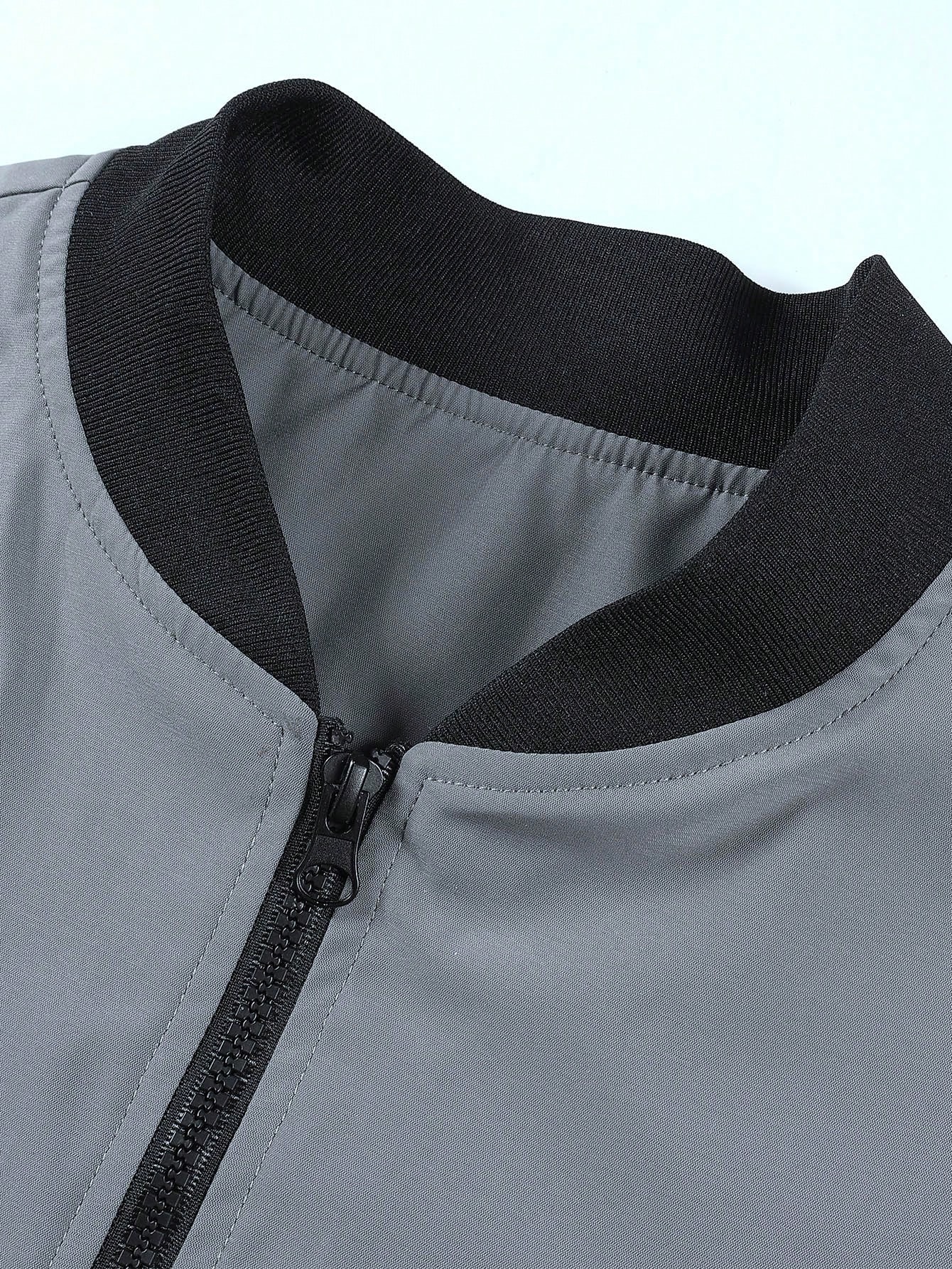 Men Zipper Long Sleeve Pocket Bomber Jacket