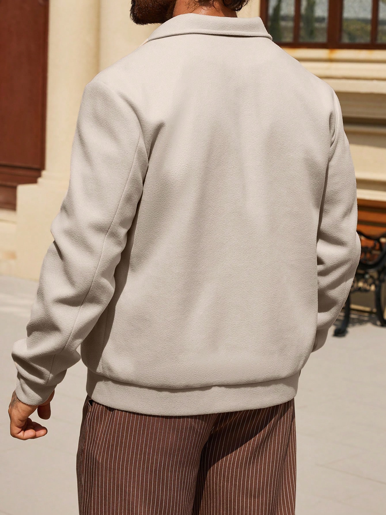 Long Sleeve Button Up Minimalist Casual Woolen Jacket For Men