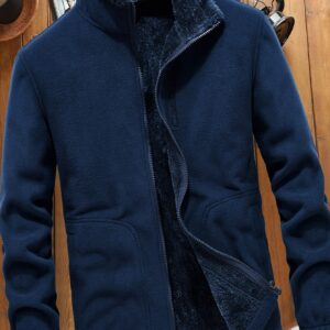 Men Teddy Lined Patchwork Loose Fleece Jacket