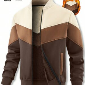 Men Zip Up Collar Casual Baseball Jacket