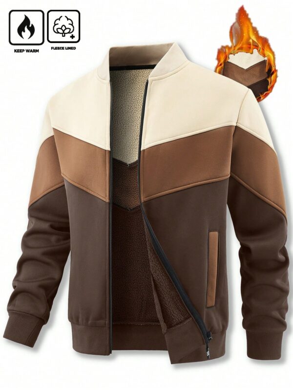 Men Zip Up Collar Casual Baseball Jacket