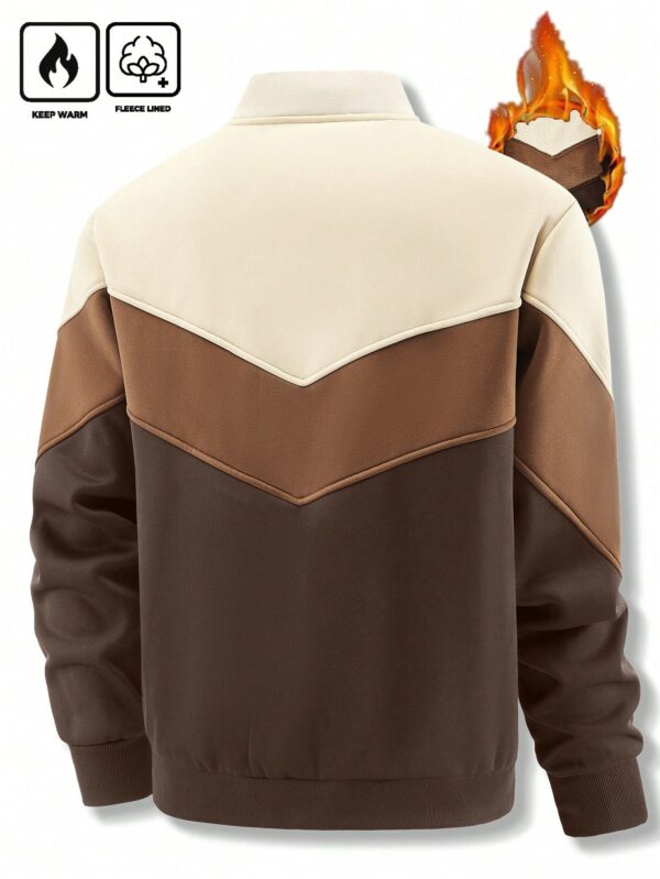 Men Zip Up Collar Casual Baseball Jacket