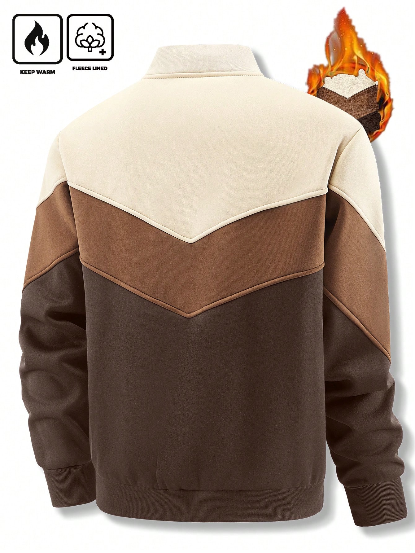 Men Zip Up Collar Casual Baseball Jacket Men Zip Up Collar Casual Baseball Jacket