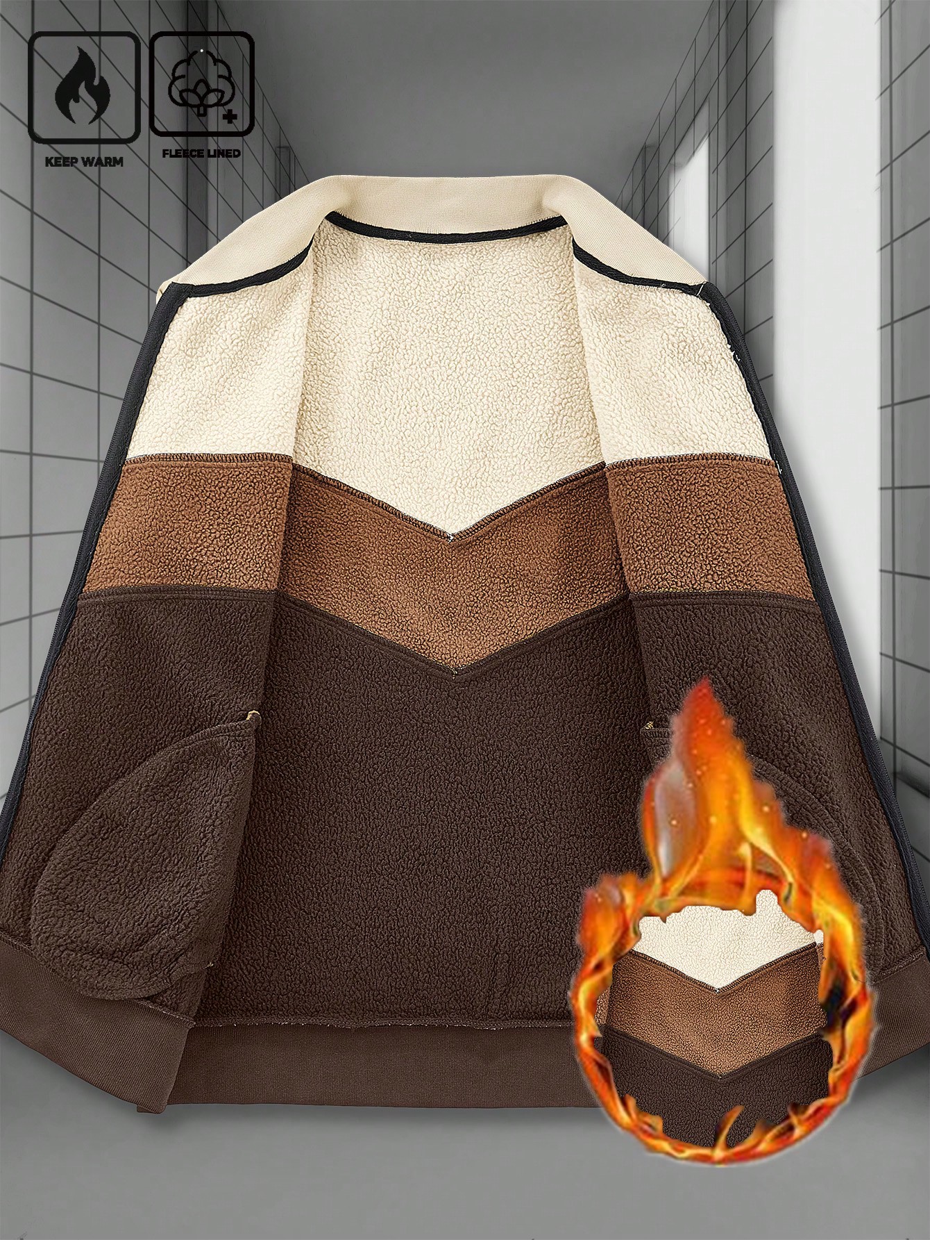 Men Zip Up Collar Casual Baseball Jacket Men Zip Up Collar Casual Baseball Jacket