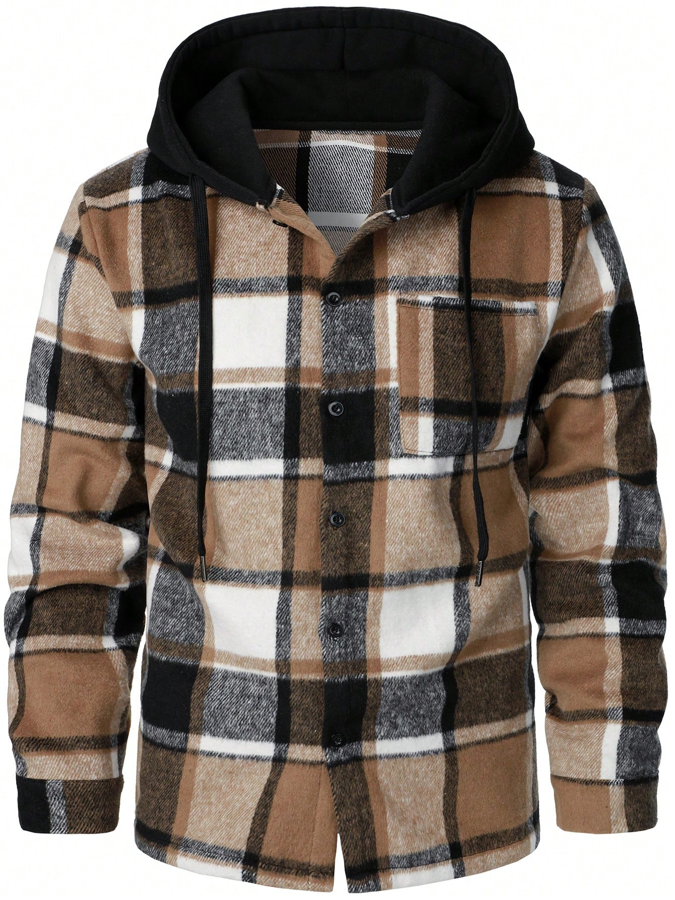Men Multicolor Plaid Hooded Jacket