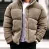 Men Zip Hoodie Padded Coat Plain Going Out Casual Warm Winter Jacket