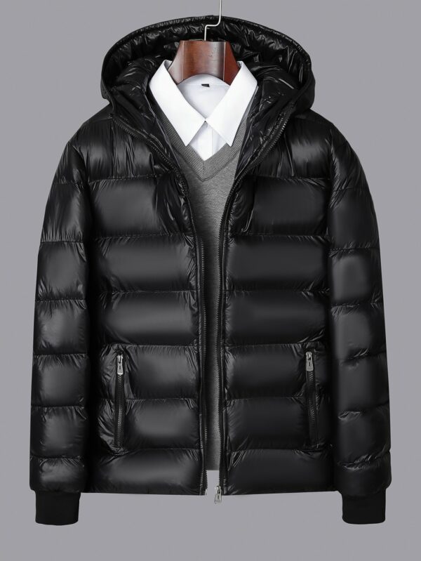 Men Zip Hoodie Padded Coat Plain Going Out Casual Warm Winter Jacket