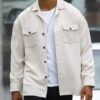 Manfinity Homme Men Flap Pocket Button Up Oversize Plain Going Out Casual Shacket main 0