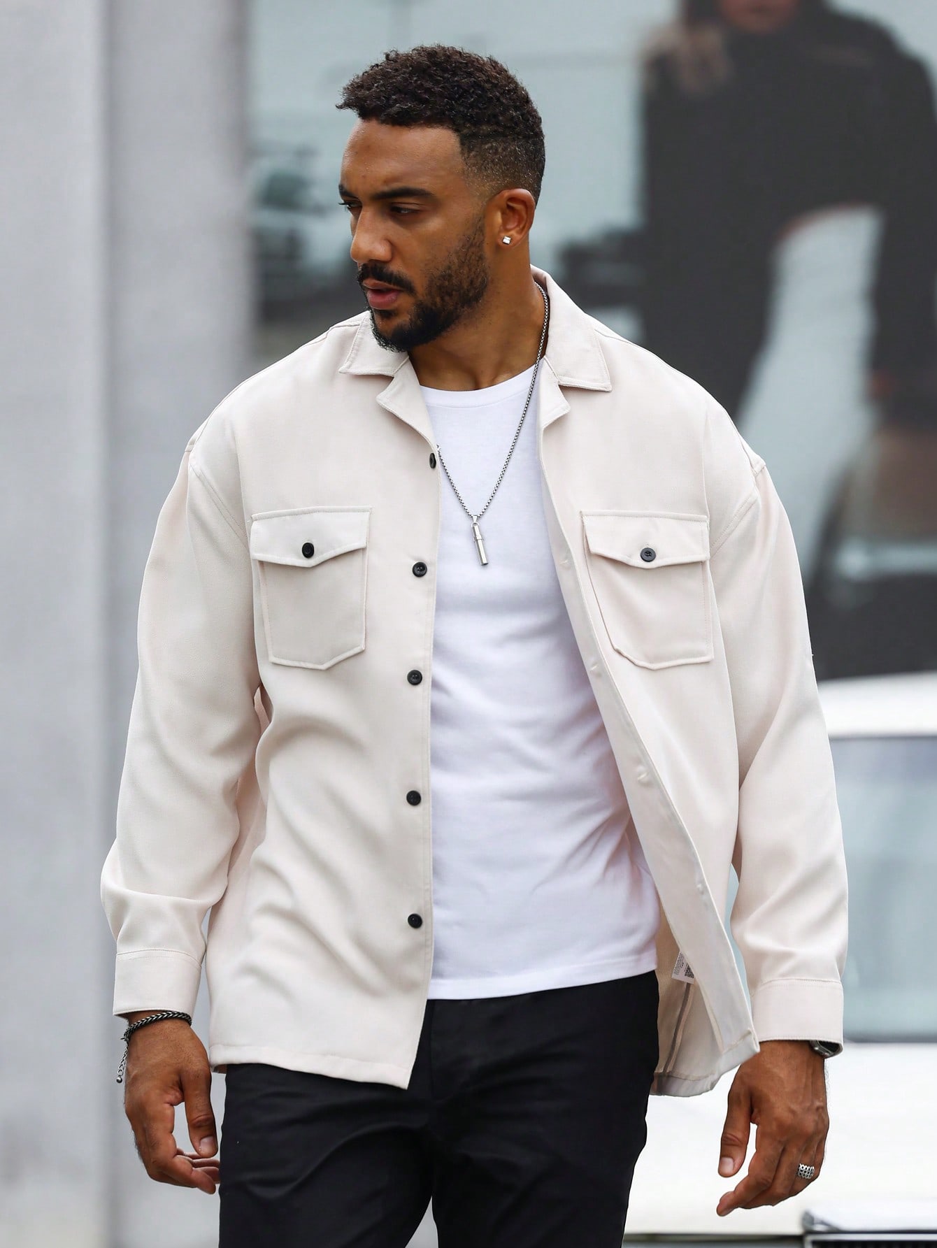 Men Flap Pocket Button Up Oversize Casual Shacket Men Flap Pocket Button Up Oversize Casual Shacket