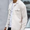 Manfinity Homme Men Flap Pocket Button Up Oversize Plain Going Out Casual Shacket main 3