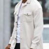 Manfinity Homme Men Flap Pocket Button Up Oversize Plain Going Out Casual Shacket main 5
