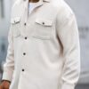 Manfinity Homme Men Flap Pocket Button Up Oversize Plain Going Out Casual Shacket main 6
