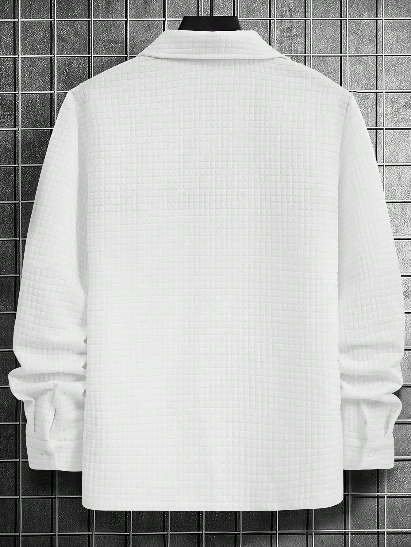 Men White Striped Long Sleeve Shirt Jacket