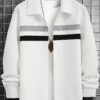 Manfinity Homme Mens Casual Contrast Striped Button Long Sleeve Jacket Men Shirt Streetwear main 2