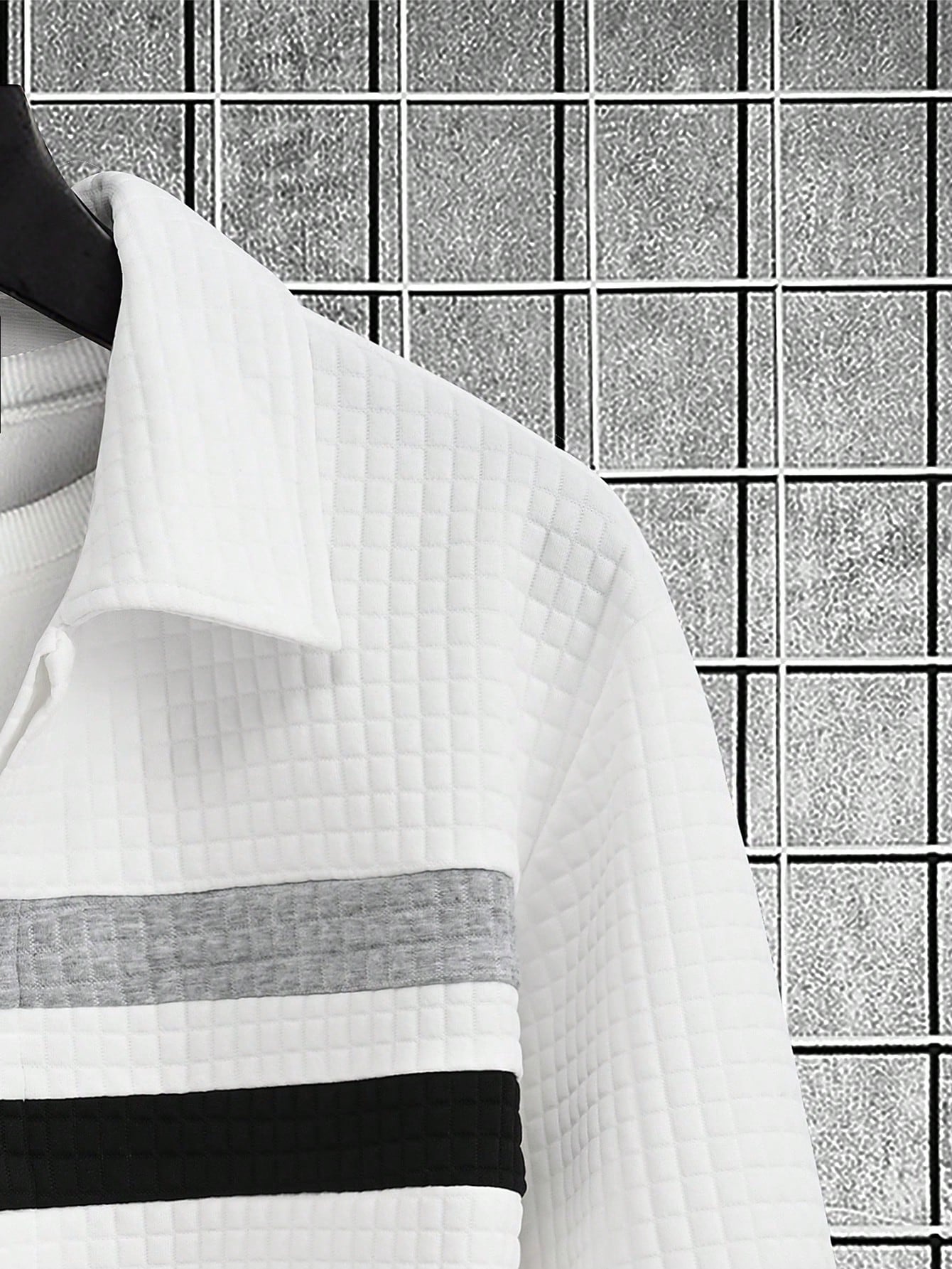 Men White Striped Long Sleeve Shirt Jacket