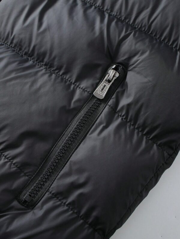 Men Black Colorblock Puffer Coat Winter Jacket