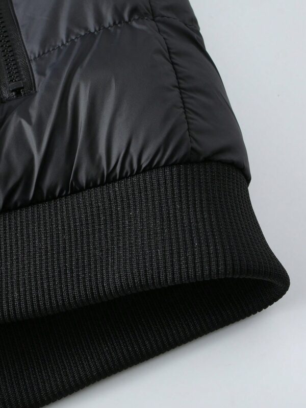 Men Black Colorblock Puffer Coat Winter Jacket