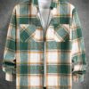Manfinity Homme Mens Cotton Casual Plaid Shacket Spring Autumn Back To School Fall Going Out Colorful Casual Green Shacket For Friends Husband Boyfriend Gifts main 1