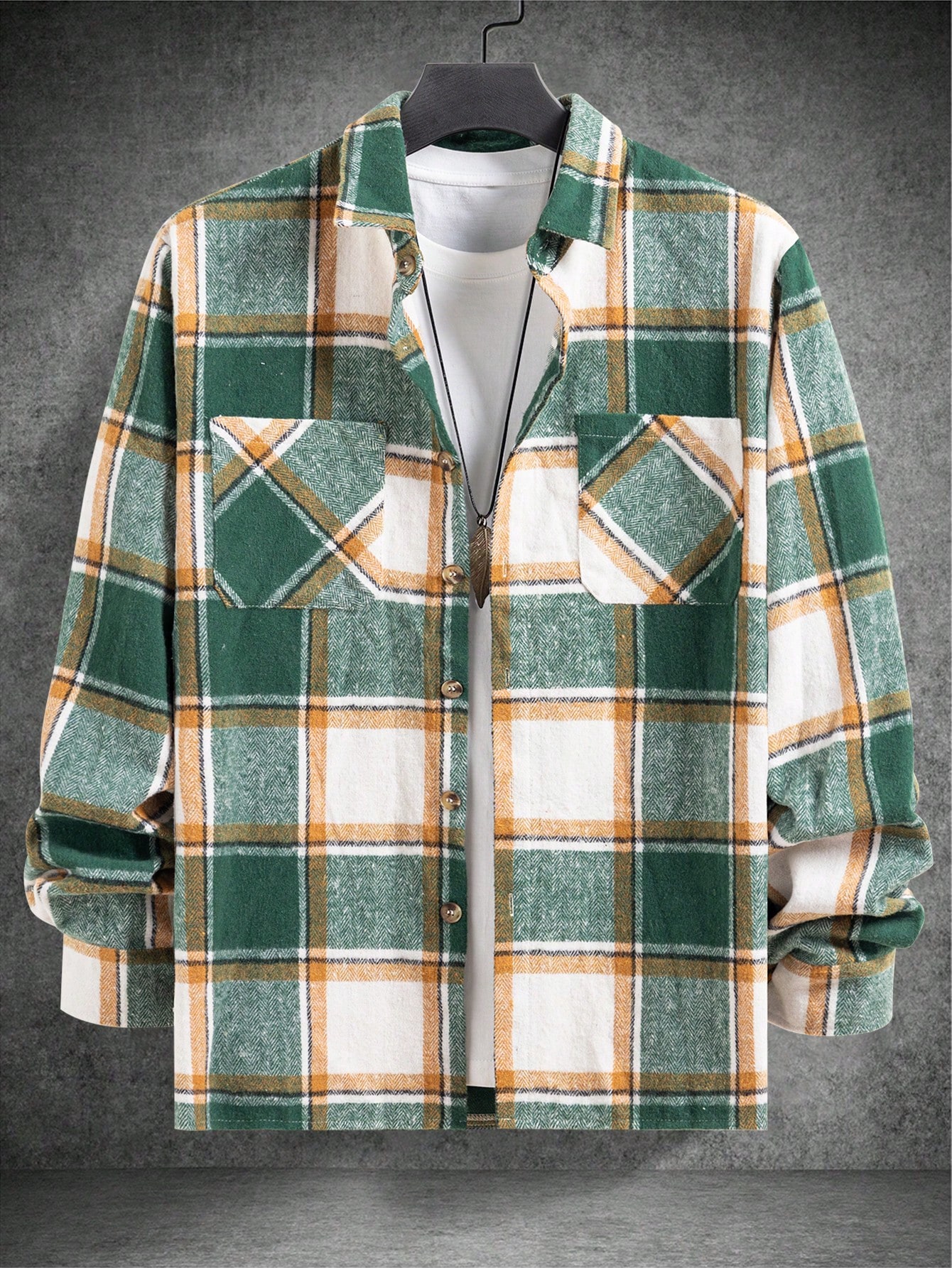 Men Multicolor Plaid Cotton Tweed Shacket Men Multicolor Plaid Cotton Tweed Shacket