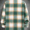 Manfinity Homme Mens Cotton Casual Plaid Shacket Spring Autumn Back To School Fall Going Out Colorful Casual Green Shacket For Friends Husband Boyfriend Gifts main 2