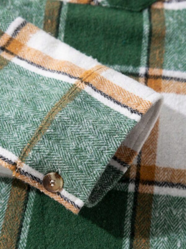 Men Multicolor Plaid Cotton Tweed Shacket