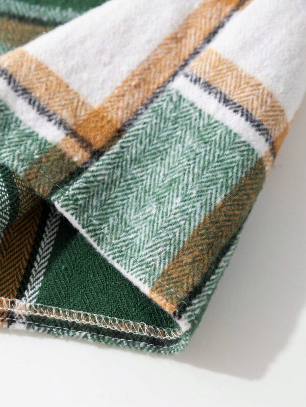 Men Multicolor Plaid Cotton Tweed Shacket