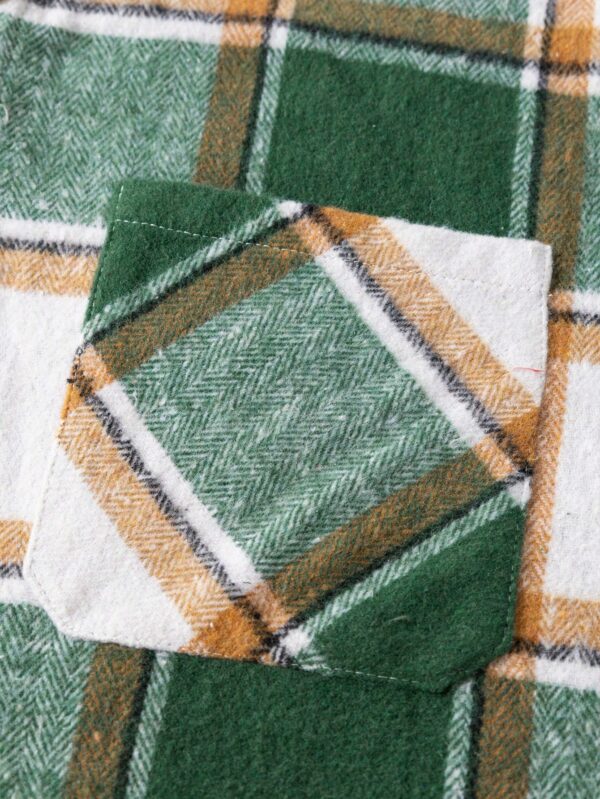 Men Multicolor Plaid Cotton Tweed Shacket