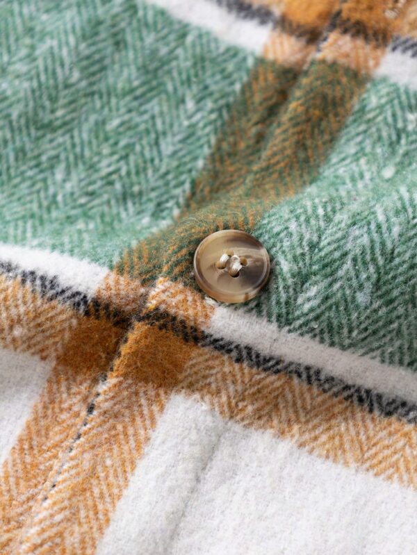 Men Multicolor Plaid Cotton Tweed Shacket