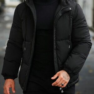 Men Hooded Zipper Puffer Jacket For Men