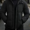 Manfinity Homme Mens Front Zipper Drawstring Long Sleeve Hoodie Casual Padded Coat Going Out Winter Coat For Friends Husband Boyfriend Gifts main 5