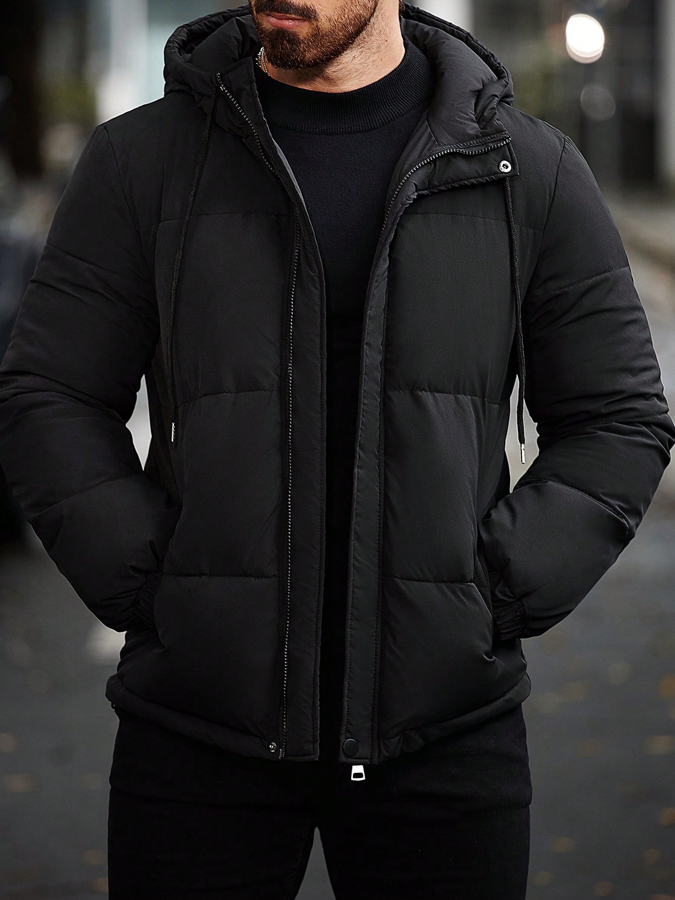 Men Hooded Zipper Puffer Jacket For Men