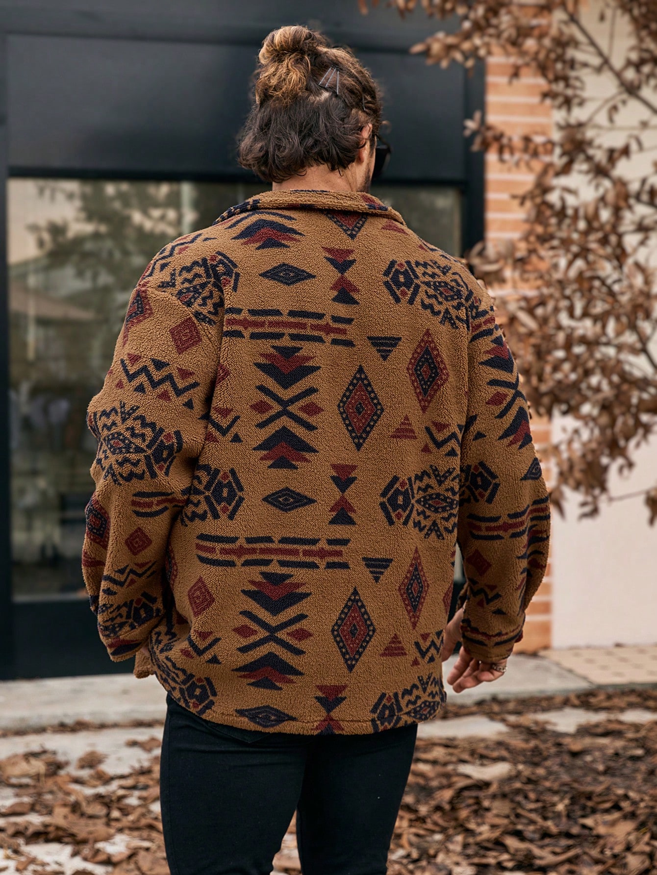 Men Graphic Fashion Button Up Winter Men Jacket