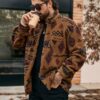 Manfinity Homme Mens Geometric Pattern Button Up Pocket Shacket Autumn WinterBoyfriend GiftWinter Warm JacketFall Men ClothesWinter Men JacketCoral Fleece Jacket Men Shacket Men Graphic Jacket main 2